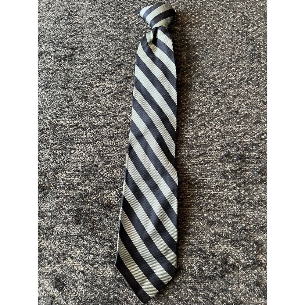 Child’s size Black and Gray Striped Clip-on Tie
